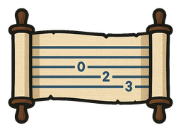 GuitarScroll: an unrolled scroll with six tab lines and fret numbers